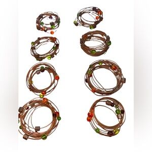 Set of 8 Napkin Rings with Beads